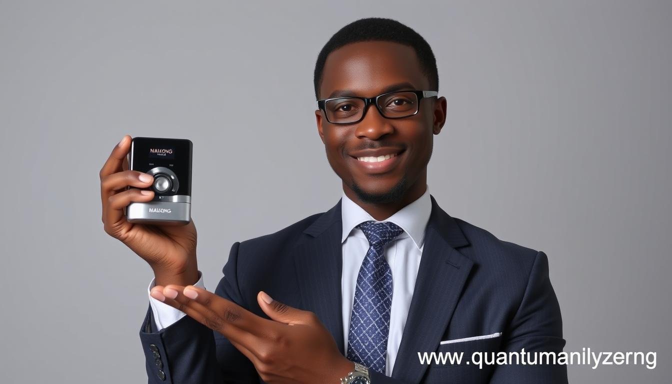 Nigerian business professional with MAIKONG Quantum Analyzer