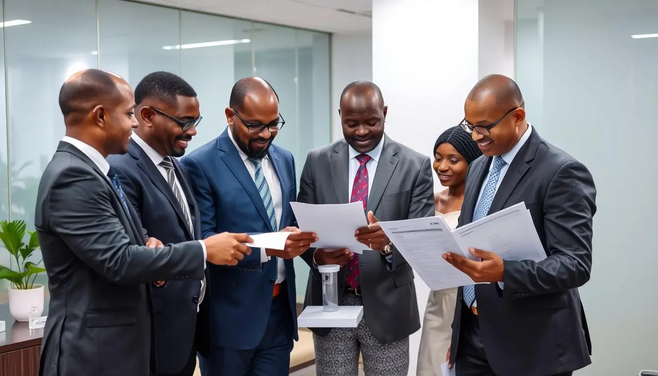 Nigerian healthcare professionals discussing business opportunities with MAIKONG Quantum Resonance Magnetic Analyzer Nigerian healthcare professionals discussing business opportunities with MAIKONG Quantum Resonance Magnetic Analyzer