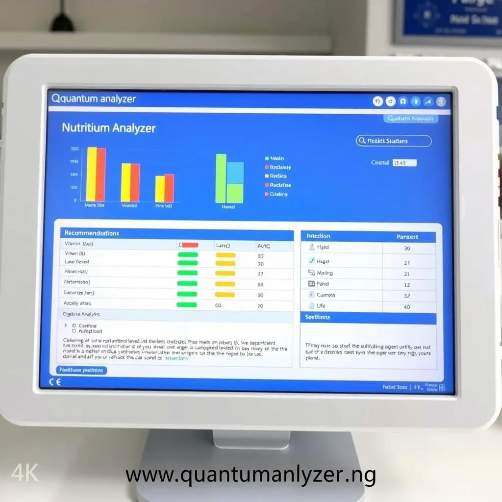 Nutritional assessment report showing vitamin and mineral levels