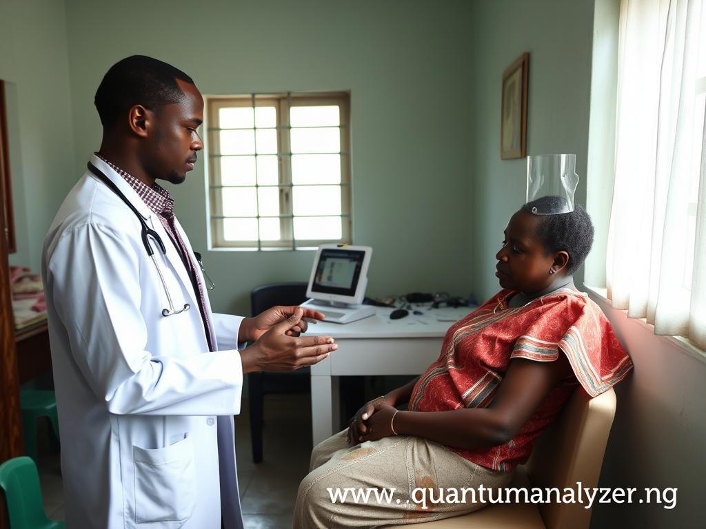 Quantum Analyzer being used in a small Nigerian clinic