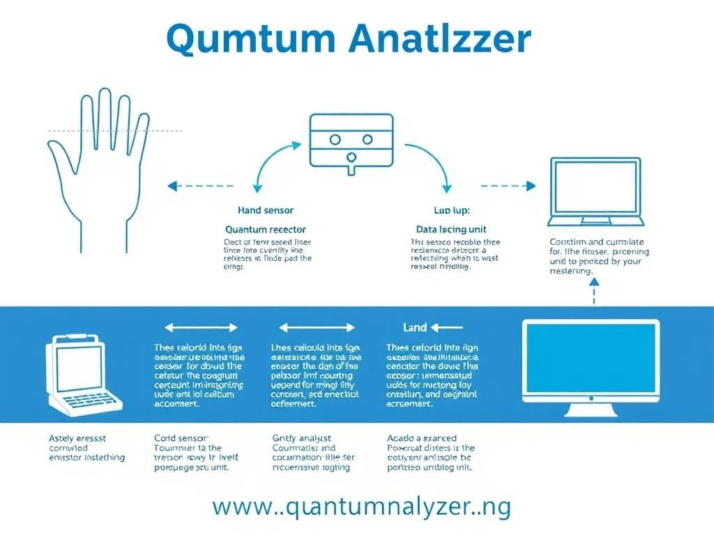 Quantum Analyzer technology diagram showing how the device processes biometric data