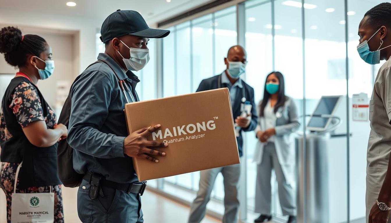 MAIKONG Quantum Analyzer being delivered to a Nigerian medical facility
