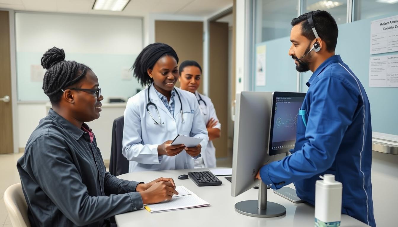MAIKONG technical support specialist assisting Nigerian clinic staff