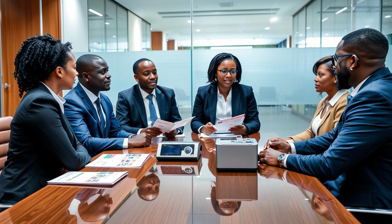 Nigerian business professionals discussing MAIKONG distribution opportunities