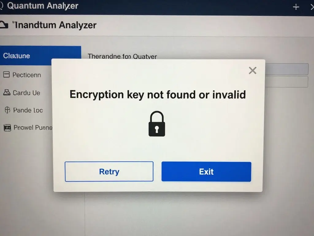 MAIKONG Quantum Analyzer Software showing encryption lock authentication error dialog MAIKONG Quantum Analyzer Software showing encryption lock authentication error dialog