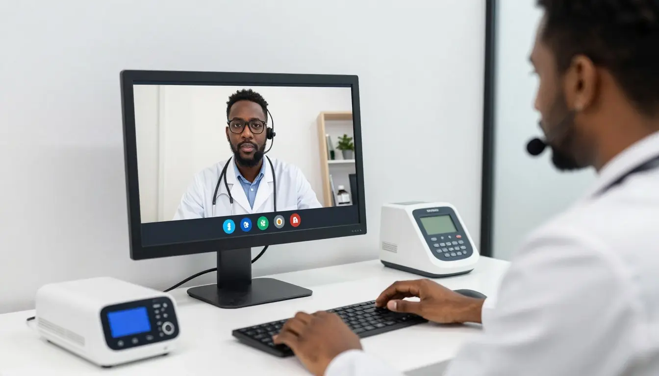 MAIKONG technical support specialist assisting a Nigerian client with Quantum Analyzer Software via video call MAIKONG technical support specialist assisting a Nigerian client with Quantum Analyzer Software via video call