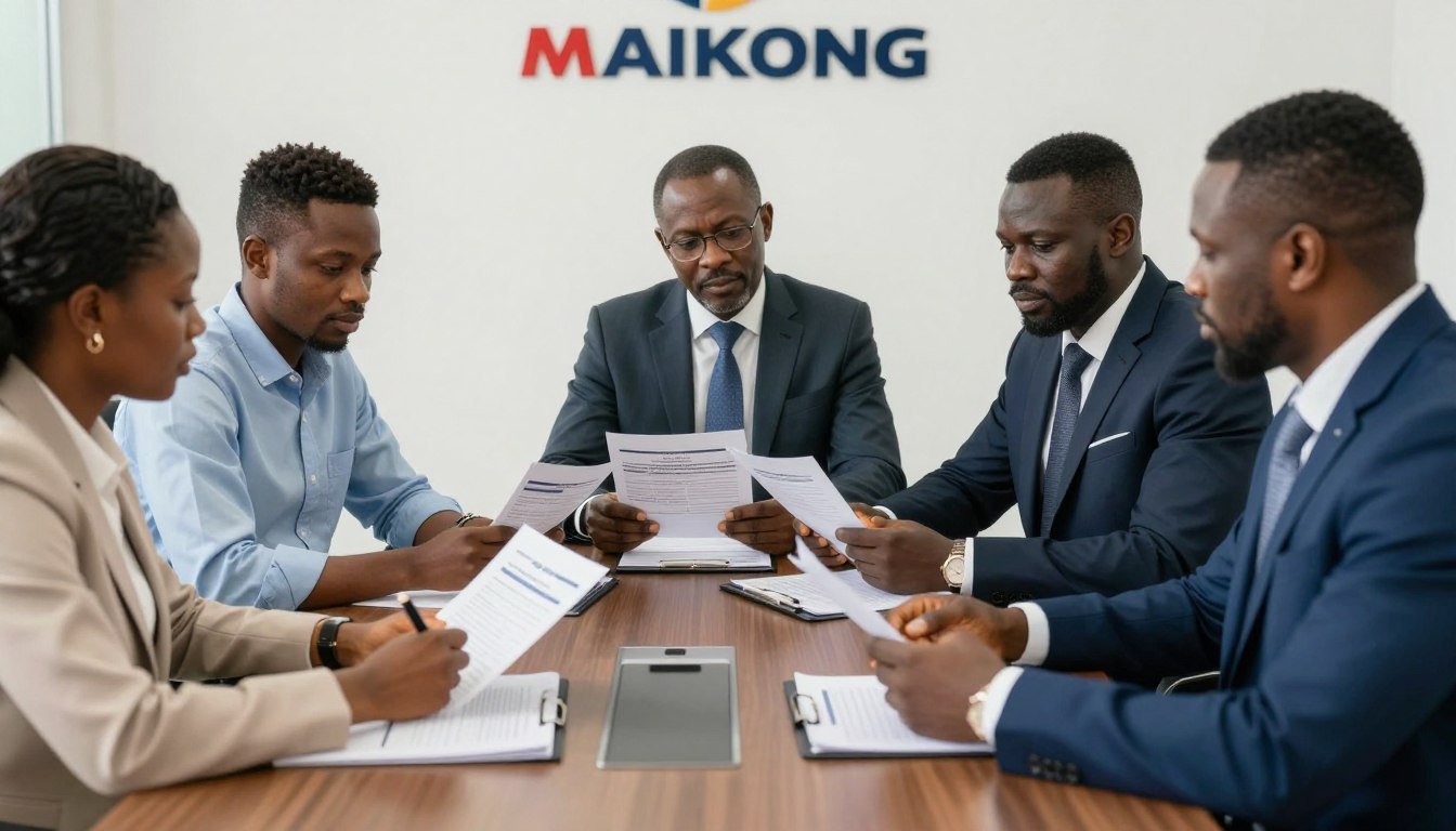 Nigerian business professionals discussing MAIKONG Quantum Analyzer distribution opportunities