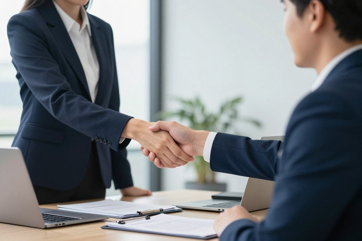 Business handshake representing distribution partnership Business handshake representing distribution partnership