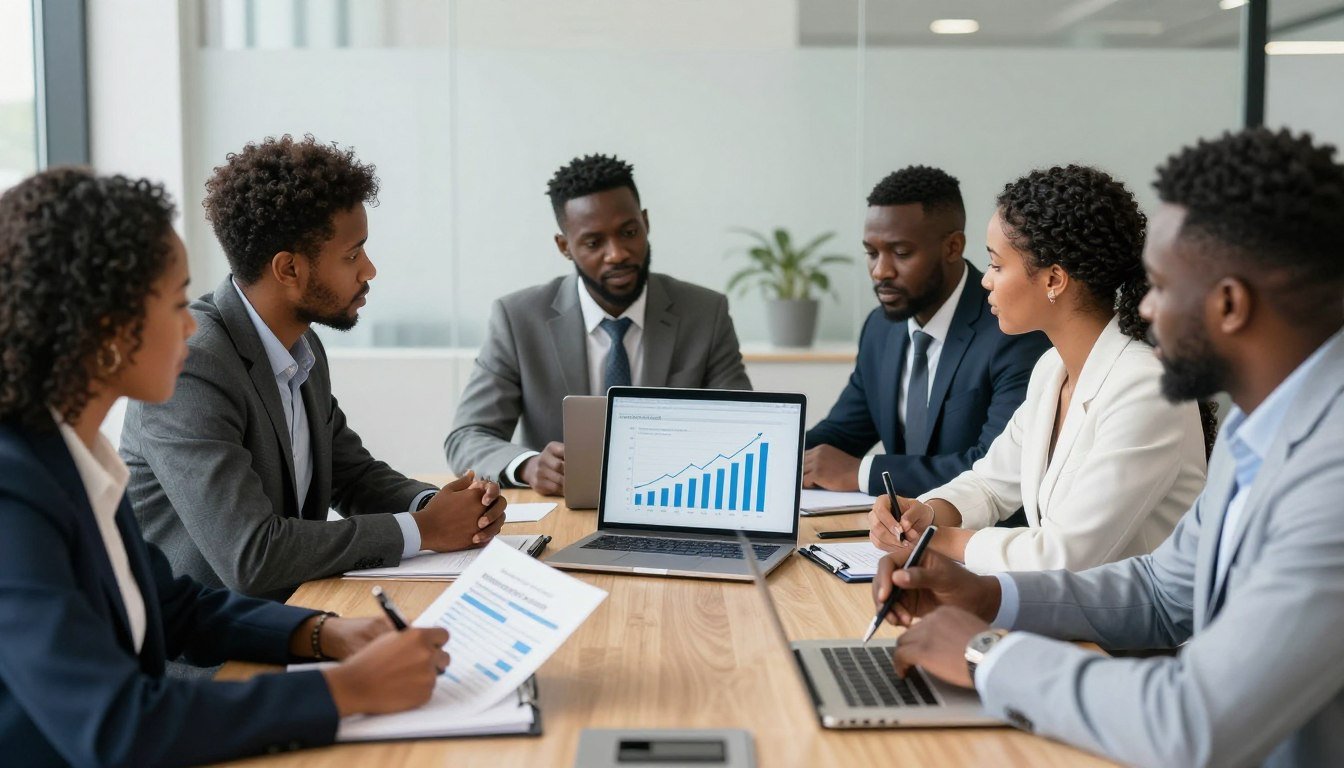 Business planning meeting for medical equipment distribution Business planning meeting for medical equipment distribution