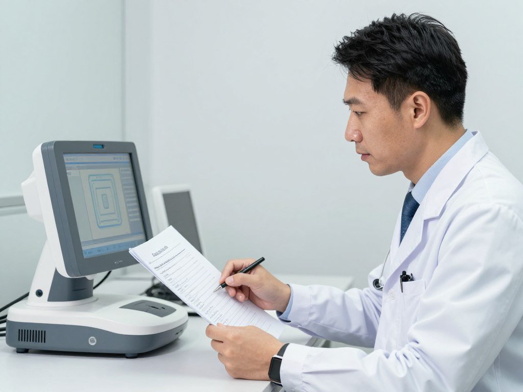 Healthcare professional making informed decision about quantum health analyzer purchase Healthcare professional making informed decision about quantum health analyzer purchase