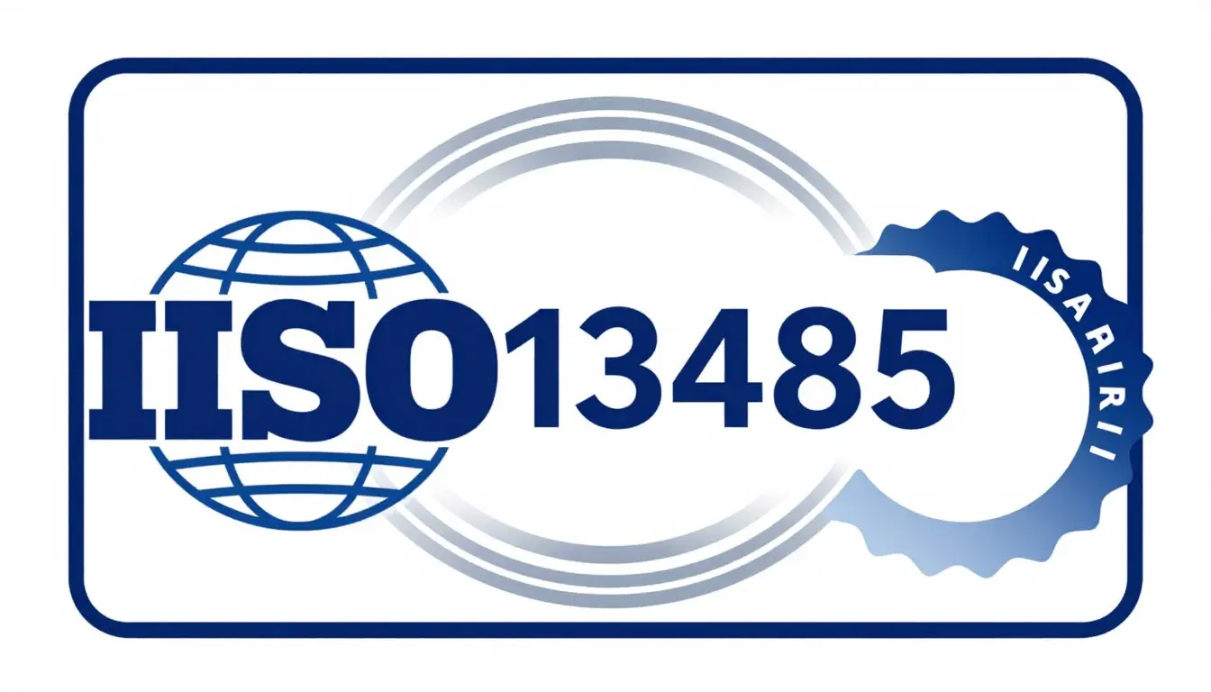 ISO 13485 certification badge for medical device quality management systems ISO 13485 certification badge for medical device quality management systems