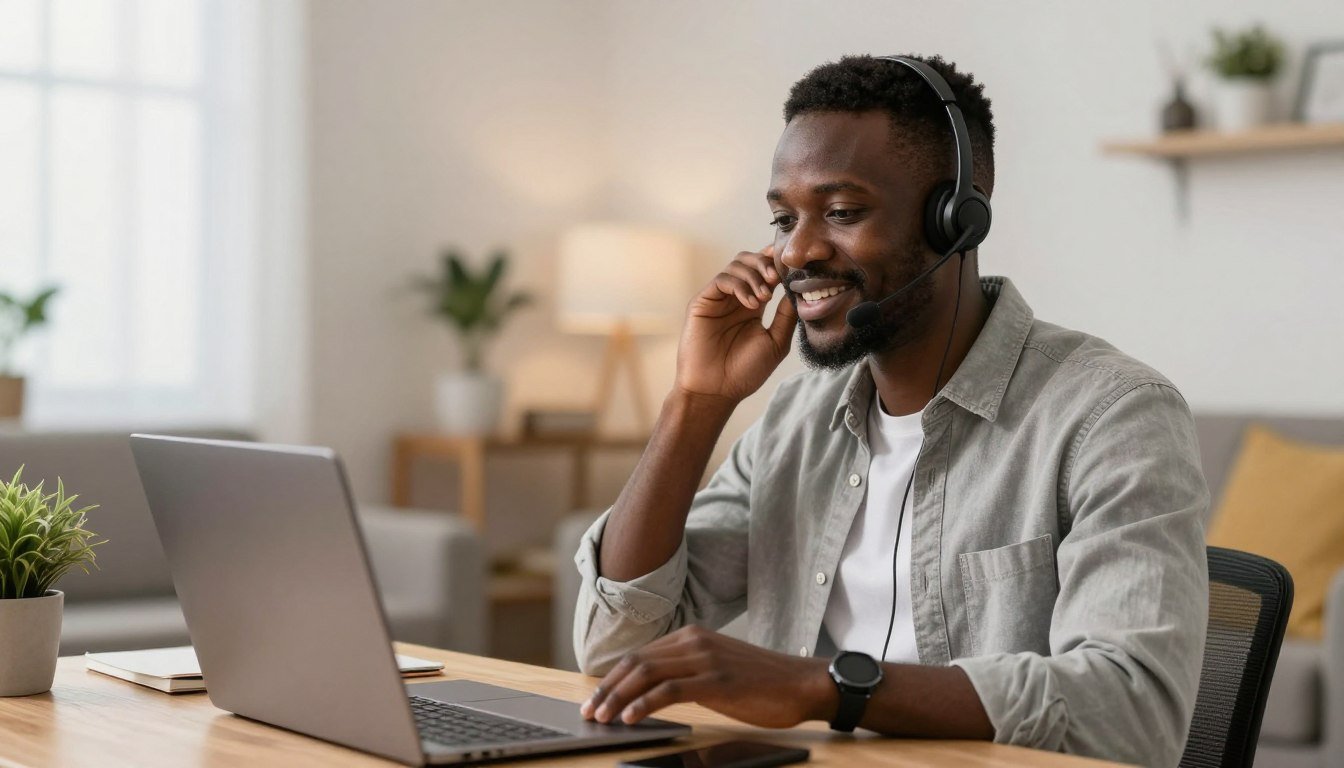 Customer service representative helping client with quantum analyzer questions