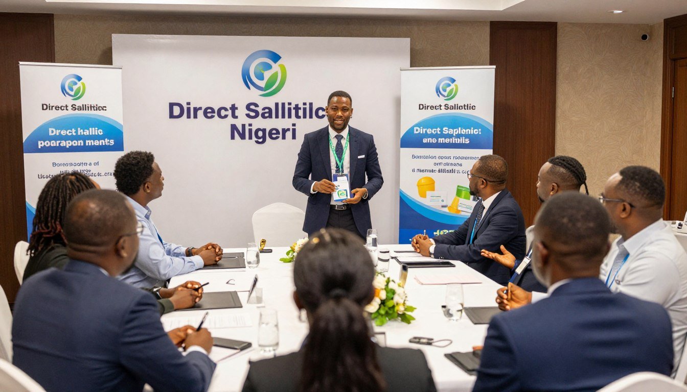 Direct selling organization meeting with health product demonstration