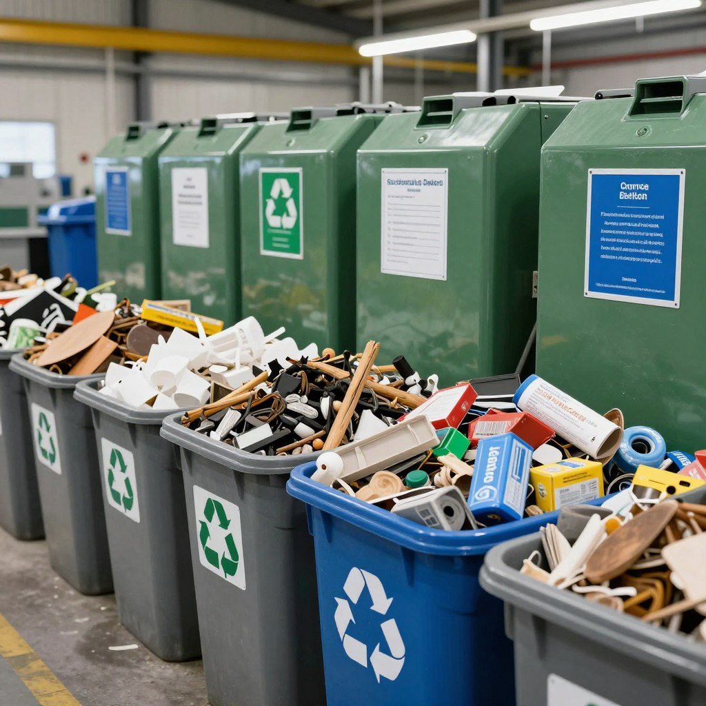 Recycling and waste management systems at manufacturing facility