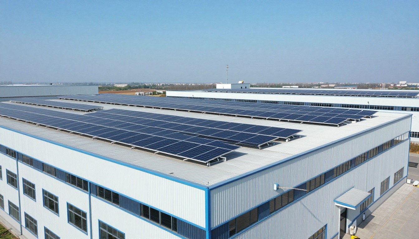 Solar panel installation at quantum analyzer manufacturing facility